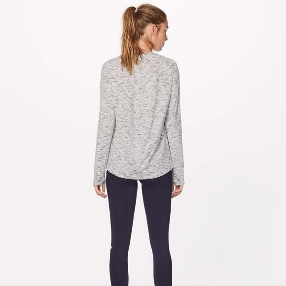 Lululemon Meant To Move Long Sleeve Tiger Space Dye Black White Scoop Neck Gray - Picture 2 of 10